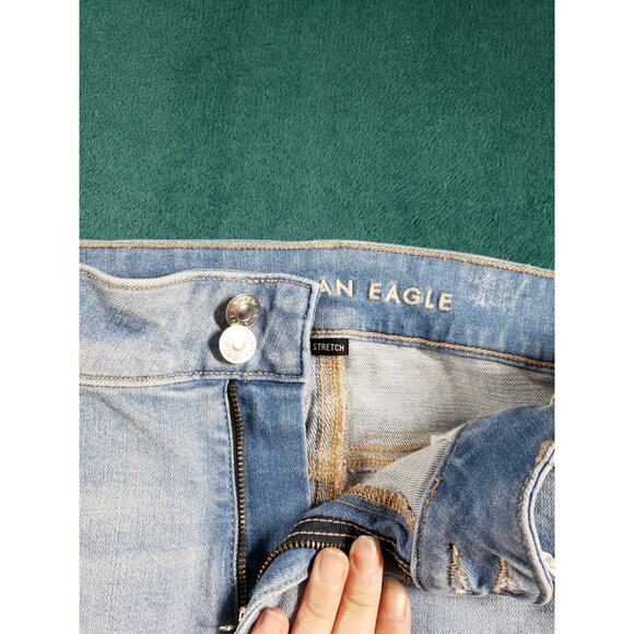 American Eagle Jeans Size 16 Womens Blue Stretch Fray Hem Mid Rise Artist Crop - Picture 6 of 14